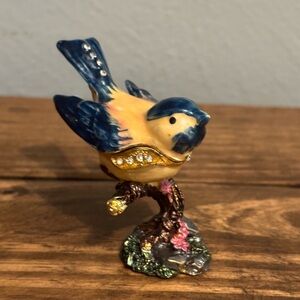 Decorative Blue and Yellow Bird trinket box